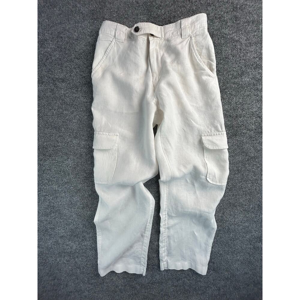 Rachel Roy Women's Linen Cargo Pants White Size 2 Cropped Utility - Picture 4 of 9